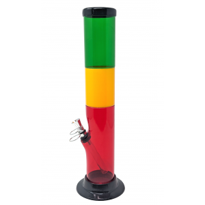 12" Acrylic Rasta Color Metal Pull Bowl Straight Water Pipe - [AJM16]